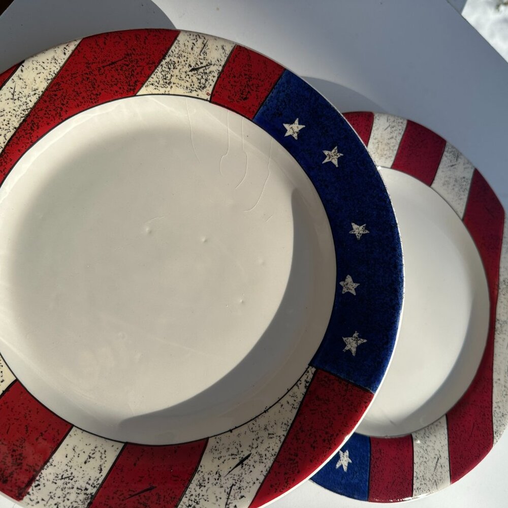 #3152 ONIDA STAR FLAG DINNER PLATE 2ea WARREN KIMBLE